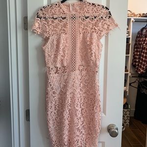 Blush pink lace dress